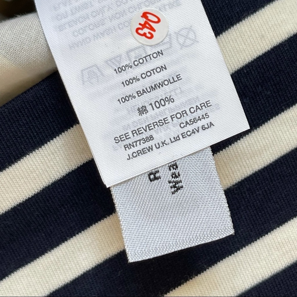 J. Crew ruffled one shoulder top in navy blue and white stripe NWT - Picture 6 of 9